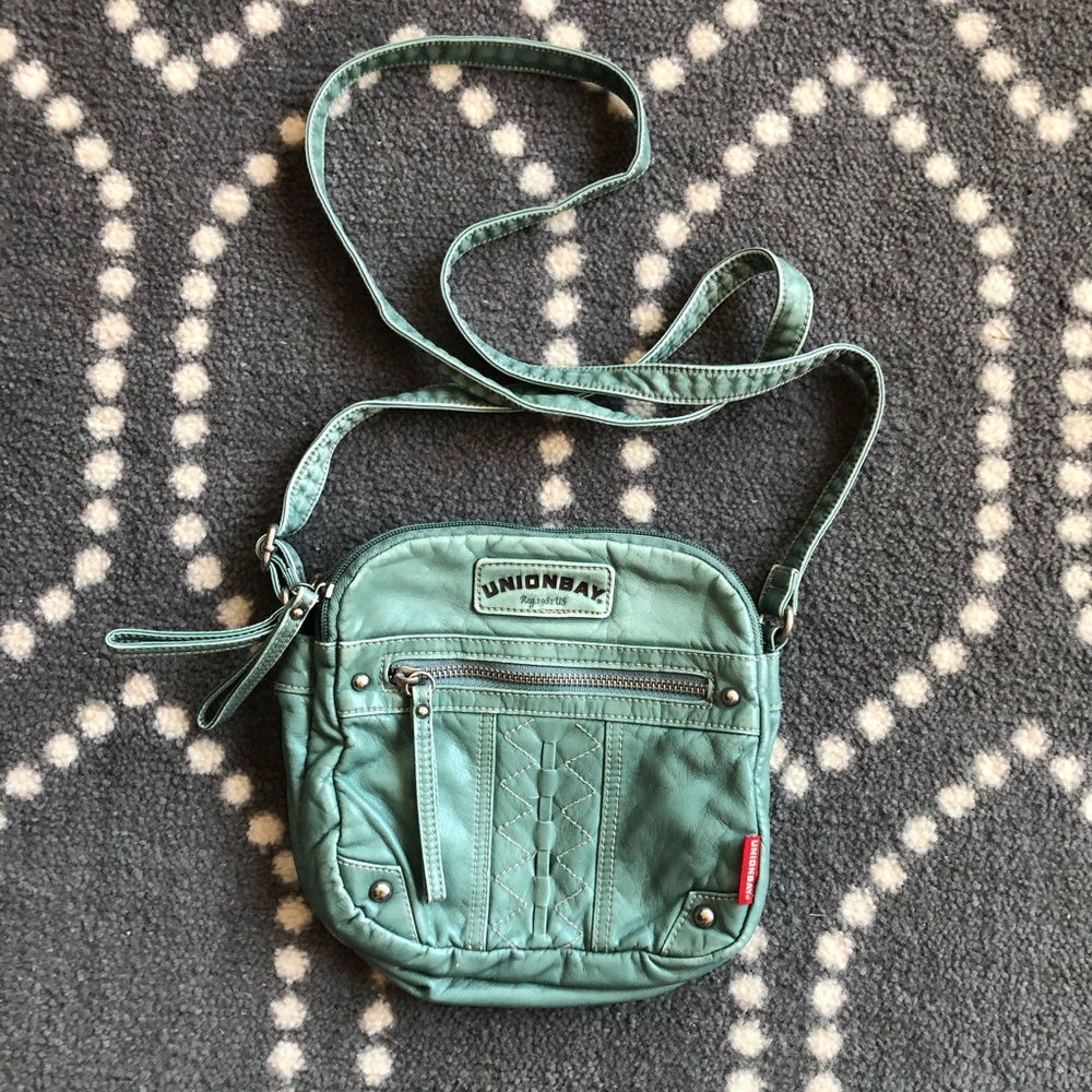 (UNIONBAY) Y2K Aqua Pleather Purse with Multiple Pockets!
